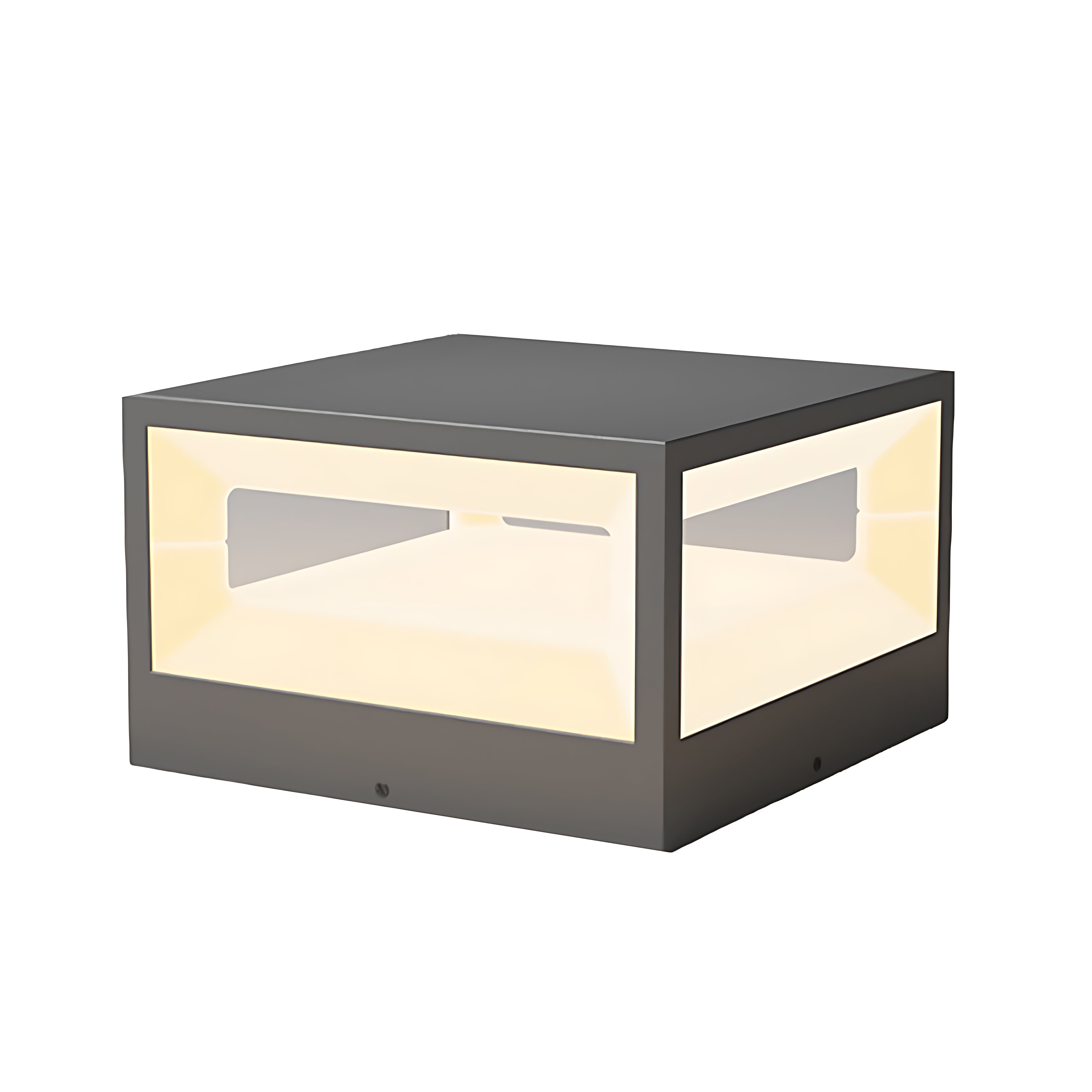 Hollow Square Outdoor Pillar Light — Stainless Steel, LED 3000K, Solar / Hardwired, IP65 Weatherproof