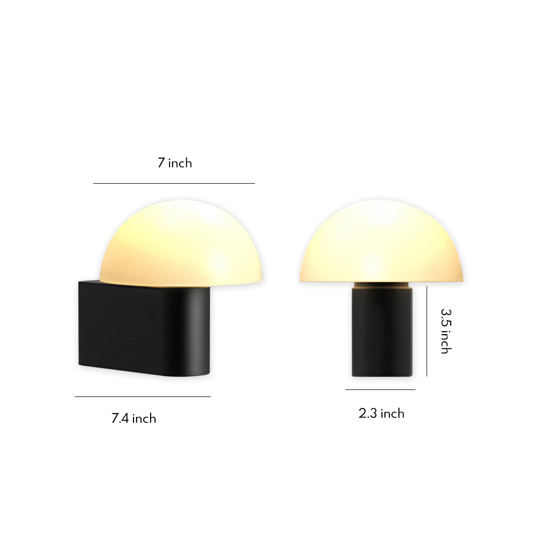 Geometric Hemisphere Outdoor Wall Sconce — Black Stainless Steel, Frosted Glass, 1-Light, IP65, Hardwired