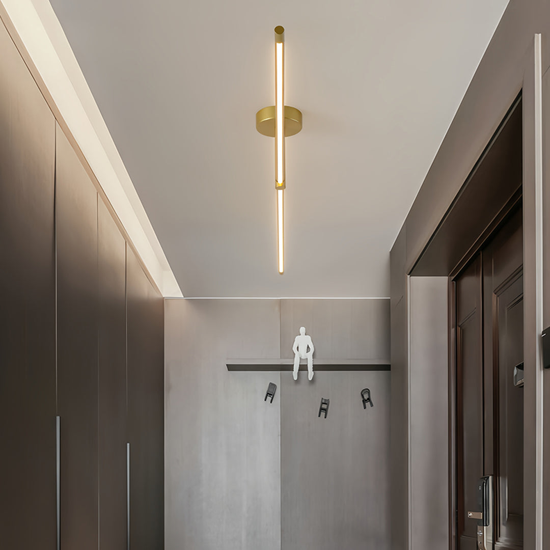 Minimalist Linear Semi-Flush Mount — Aluminum & Wrought Iron, Acrylic Shade, 12W–24W LED, 68cm–128cm