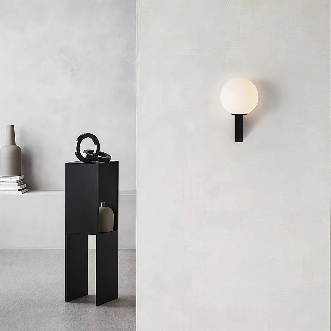 Minimalist Globe Wall Sconce — Clear Glass, Iron, G9 5W, 3-Step Dimming, Black or White