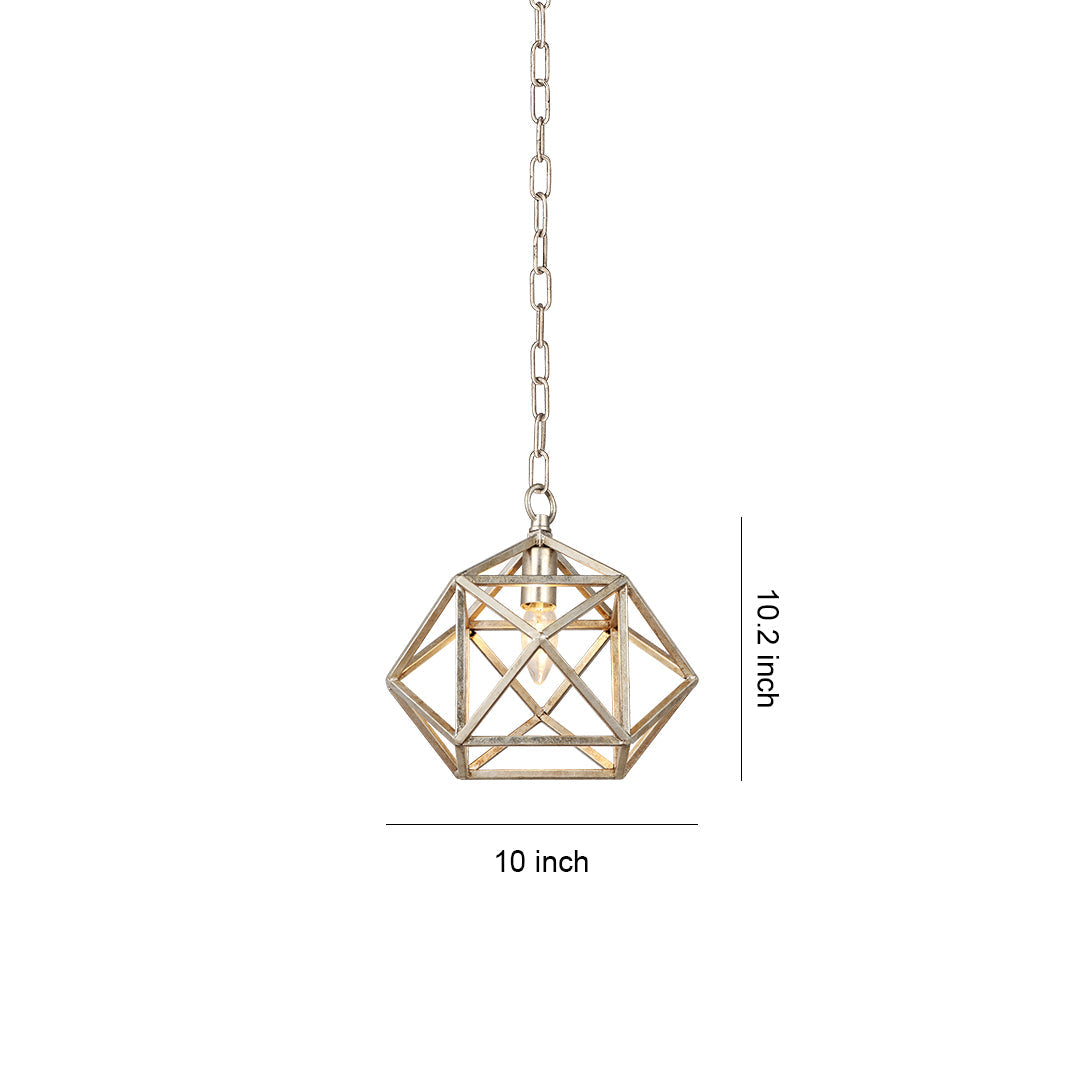 Geometric Pendant Light — Gold Metal, Adjustable Chain, E12, 10" Diameter