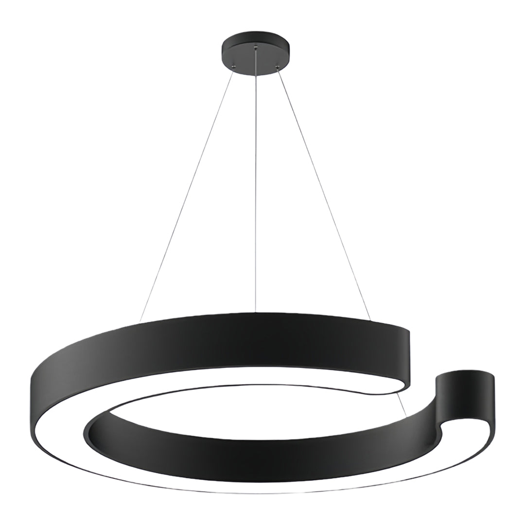 Geometric Ring Pendant — Black Iron and Frosted Acrylic, LED 6500K, 15.8" / 23.6" / 31.5"