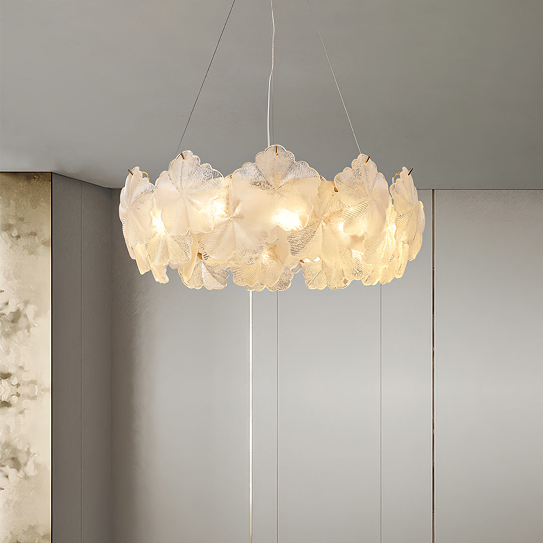 French Wreath Glass Garland Chandelier — K9 Crystal Clover Shades, 3-Step Dimming, 50cm / 60cm