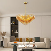 Multi-Head Glass Pendant Chandelier — Iron Frame, Transparent Glass Shades, 8-Light or 10-Light, Black or Copper, E12