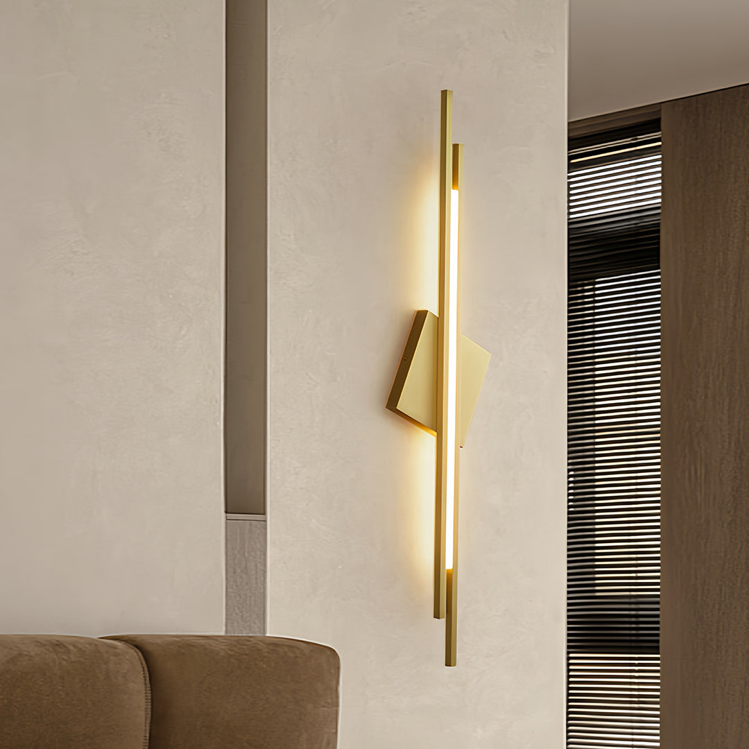 Geometric Diamond Linear Wall Sconce — Copper & Acrylic, 9W/10W/16W, 3-Step Dimming (3000K/4500K/6000K), Black/Gold Finish