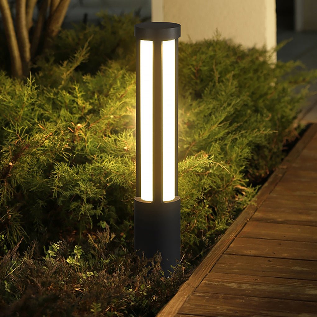 Cylinder Outdoor Bollard Light — Black Die-Cast Aluminum, LED, IP54, 10W–35W, 3000K, 31"–157" Heights