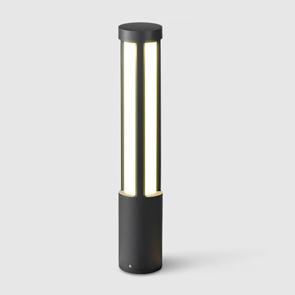 Cylinder Outdoor Bollard Light — Black Die-Cast Aluminum, LED, IP54, 10W–35W, 3000K, 31"–157" Heights