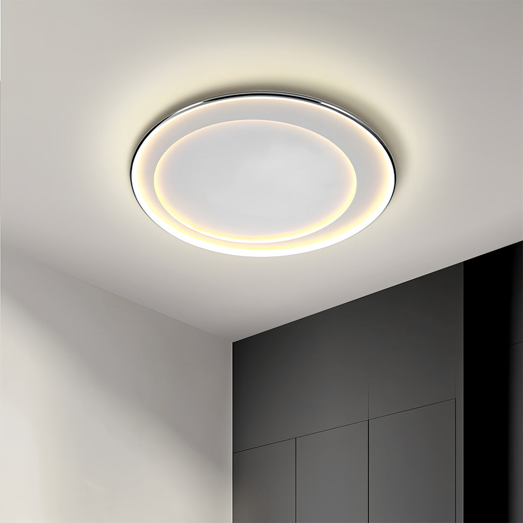 Modern Minimalist Round LED Flush-Mount Ceiling Light — Iron, Silicone Shade, 52W, Three-Step Dimming (3000K/4000K/6000K), 17.72"