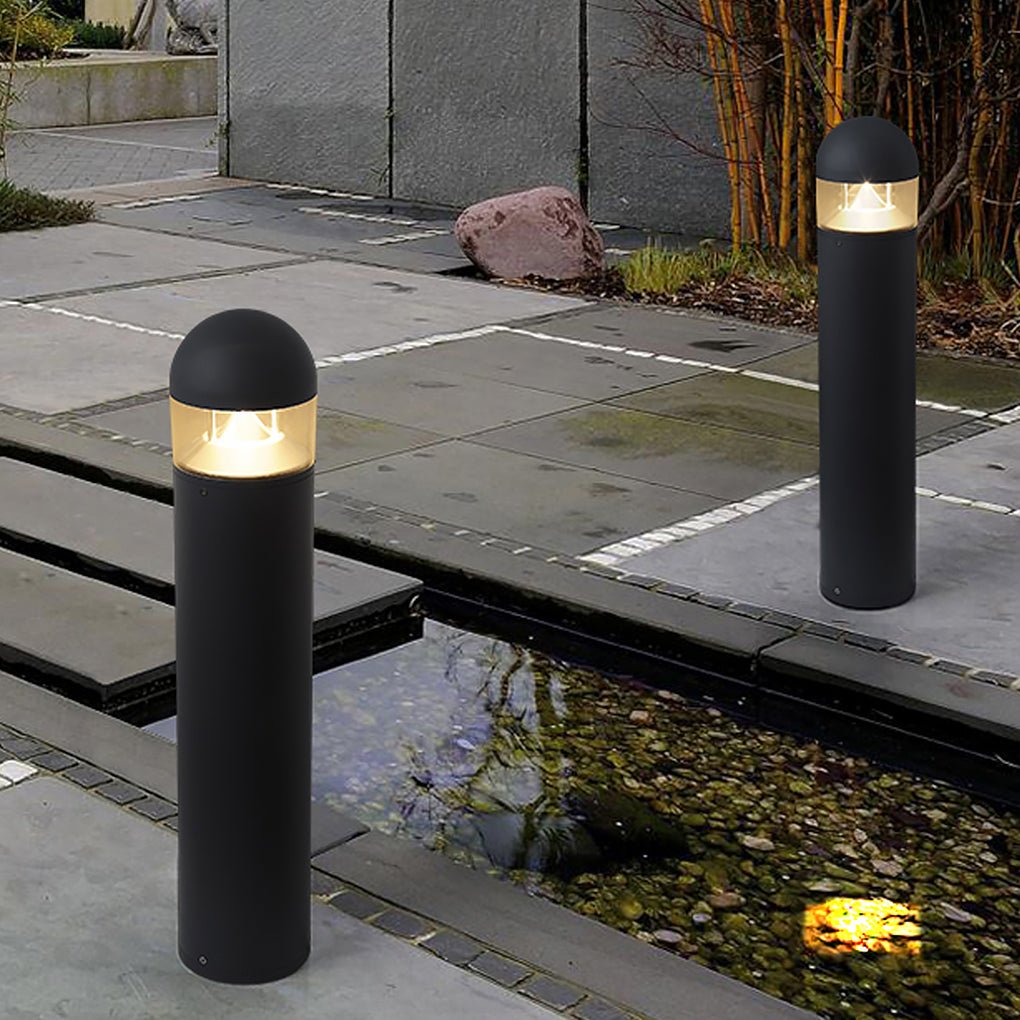 Minimalist Outdoor LED Bollard Light — Aluminum and Glass, 12W COB, IP54 Weatherproof, Round or Square