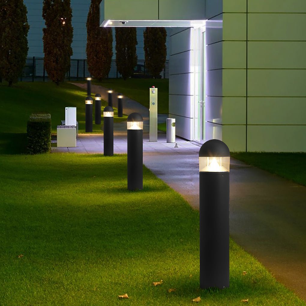 Minimalist Outdoor LED Bollard Light — Aluminum and Glass, 12W COB, IP54 Weatherproof, Round or Square