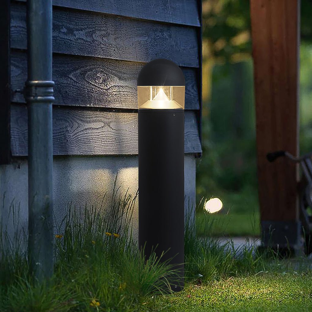 Minimalist Outdoor LED Bollard Light — Aluminum and Glass, 12W COB, IP54 Weatherproof, Round or Square