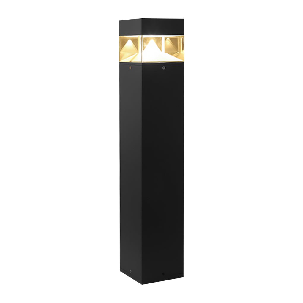 Minimalist Outdoor LED Bollard Light — Aluminum and Glass, 12W COB, IP54 Weatherproof, Round or Square
