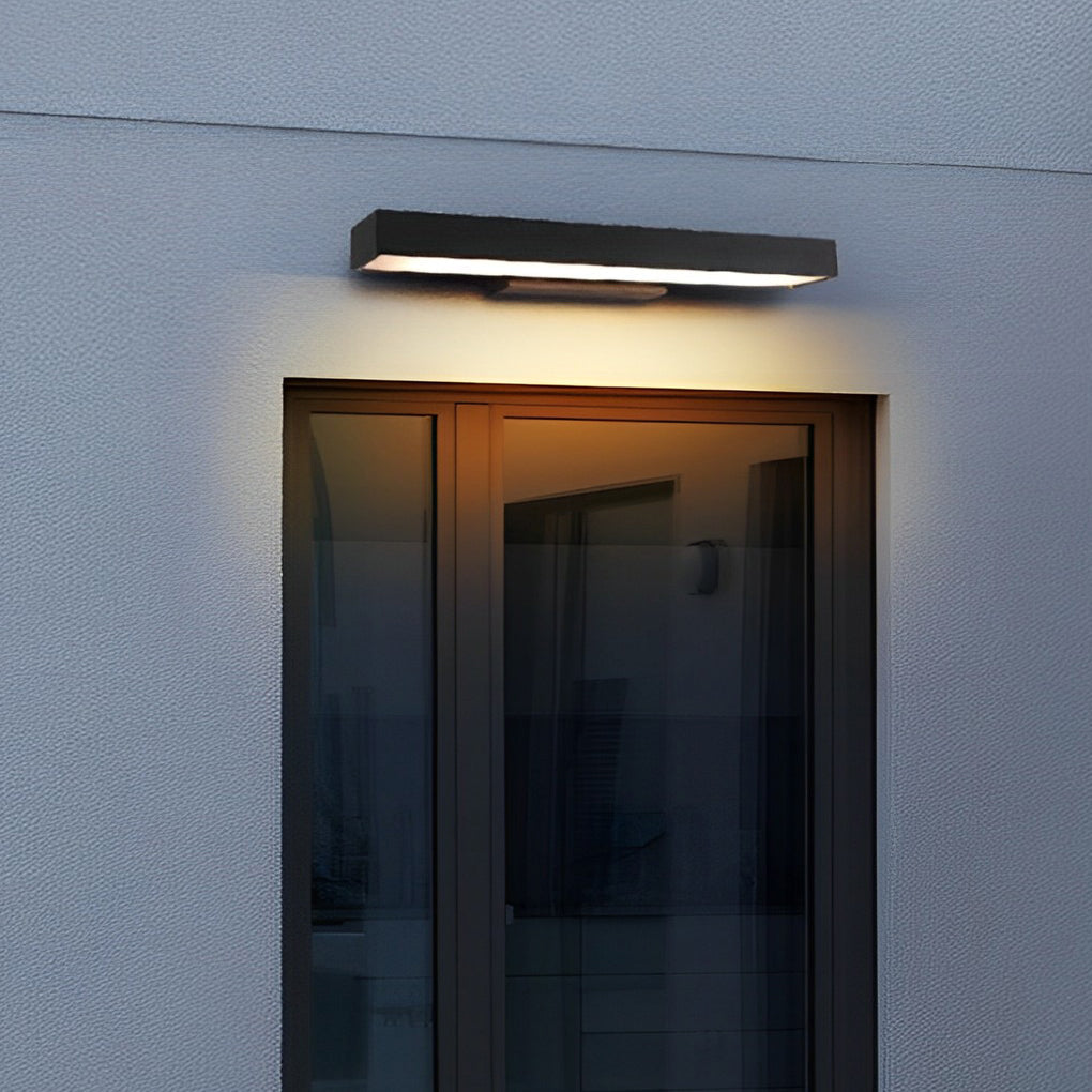 Rectangular LED Linear Outdoor Wall Sconce — Black Matte Stainless Steel, Motion Sensor, IP65, 4000K, Hardwired, 20W / 30W / 40W