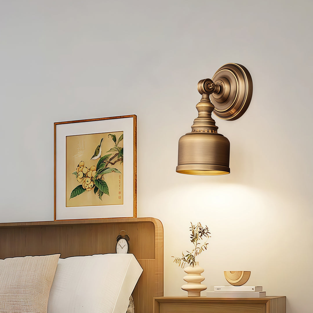 Retro Solid Brass Wall Sconce — Hardwired, E14, Brass or Brass-and-Glass Shade, 4 Models