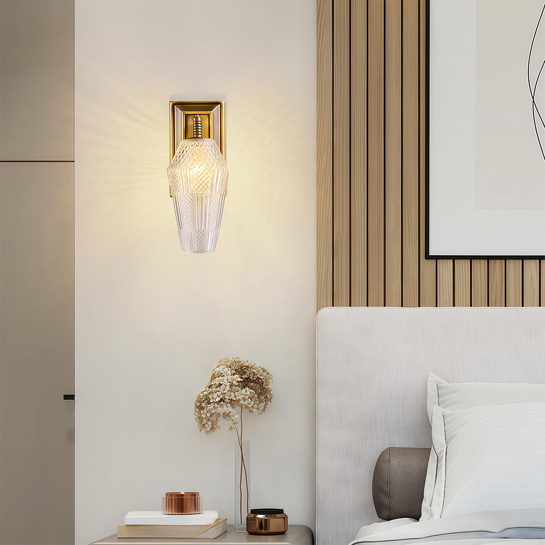 French Retro Brass Wall Sconce — Translucent Glass Shade, G9, Hardwired