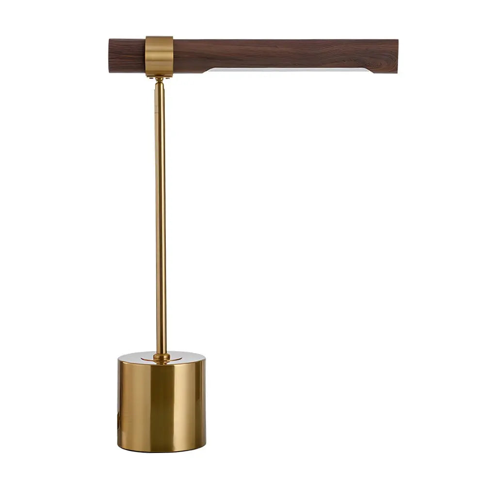 Minimalist Linear LED Desk Lamp with Wood Finish, USB Port, and Dimmable Light Bar Luxe