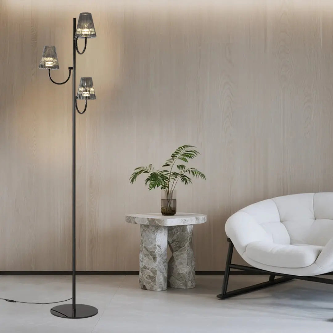 Contemporary Minimalist Black Floor Lamp in American Style Luxe