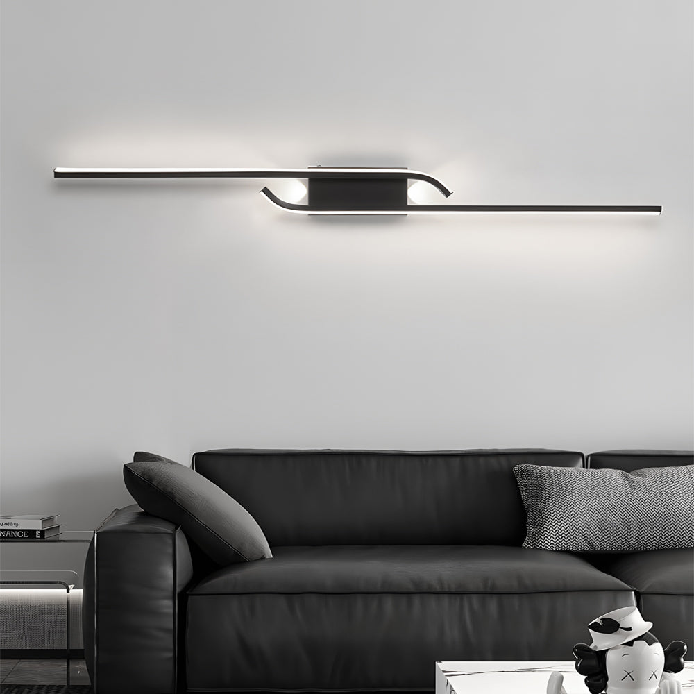 Minimalist Linear LED Wall Sconce — Black Aluminum, COB, 24W–36W, 24.4"–48"