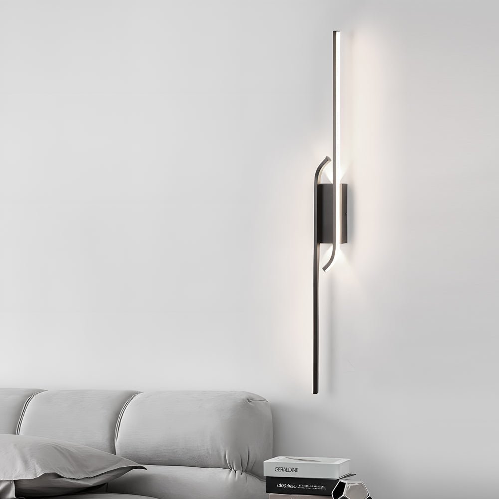 Minimalist Linear LED Wall Sconce — Black Aluminum, COB, 24W–36W, 24.4"–48"