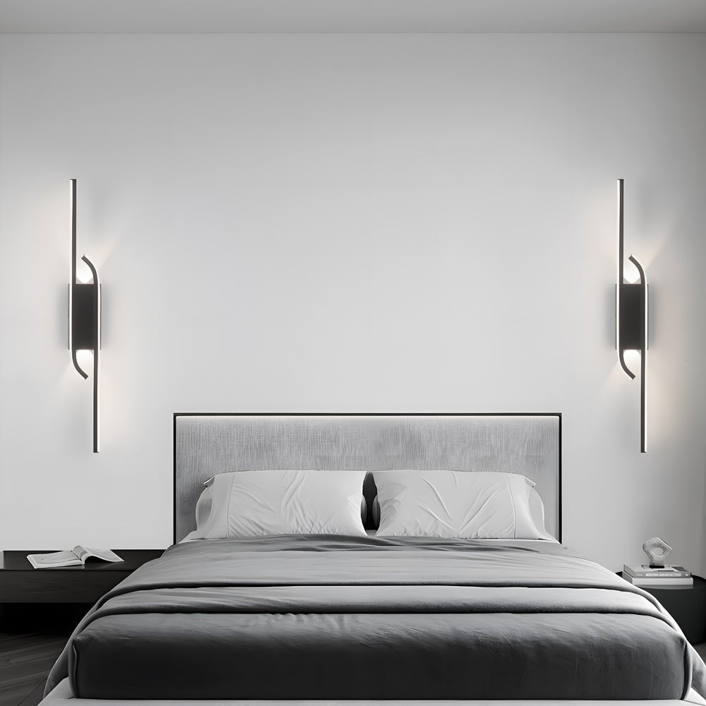 Minimalist Linear LED Wall Sconce — Black Aluminum, COB, 24W–36W, 24.4"–48"