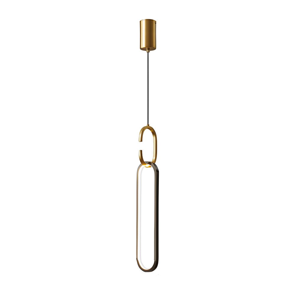 Minimalist Long Oval Pendant Light — Copper & Silicone, LED 18W, 3-Step Dimming (3000K/4500K/6000K)