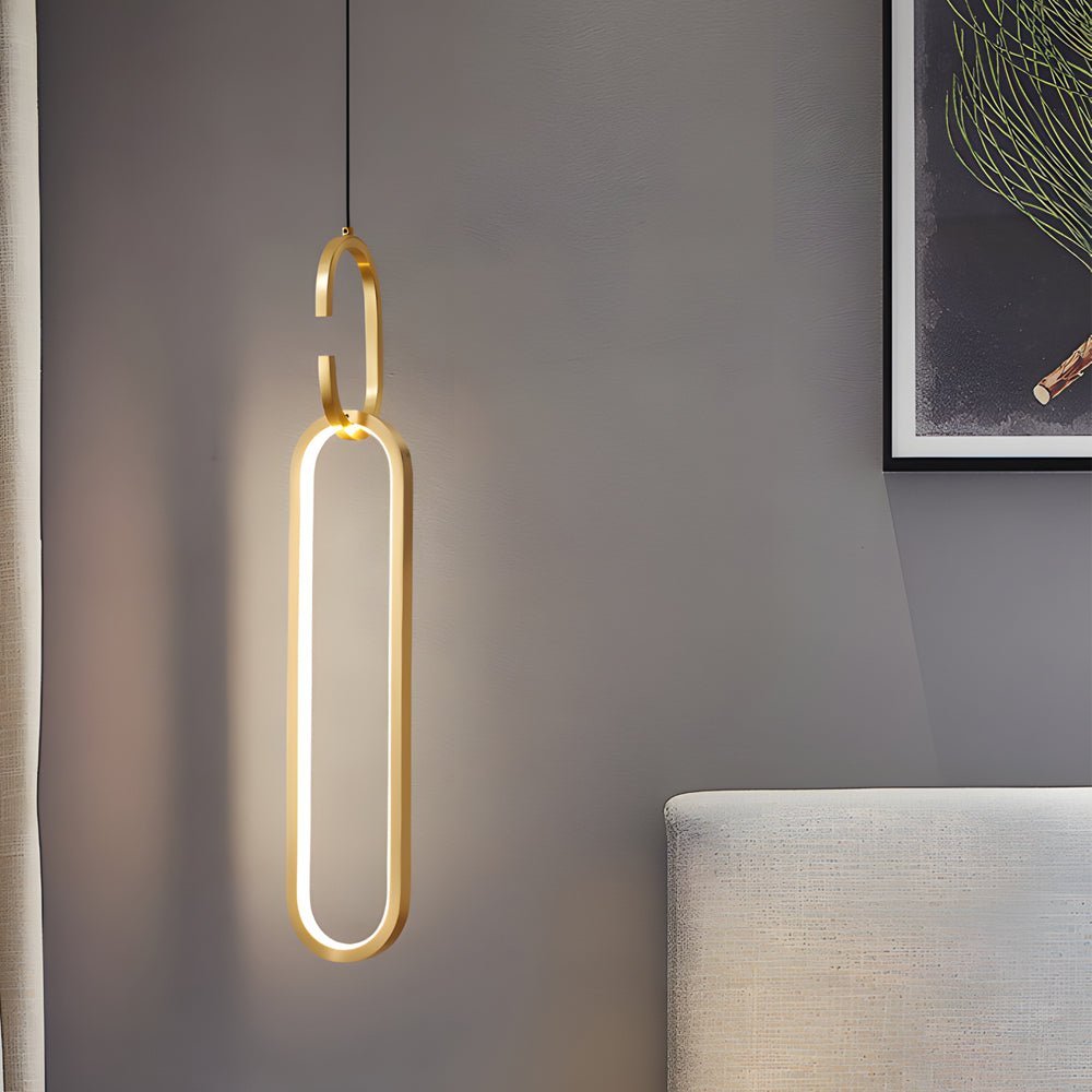 Minimalist Long Oval Pendant Light — Copper & Silicone, LED 18W, 3-Step Dimming (3000K/4500K/6000K)