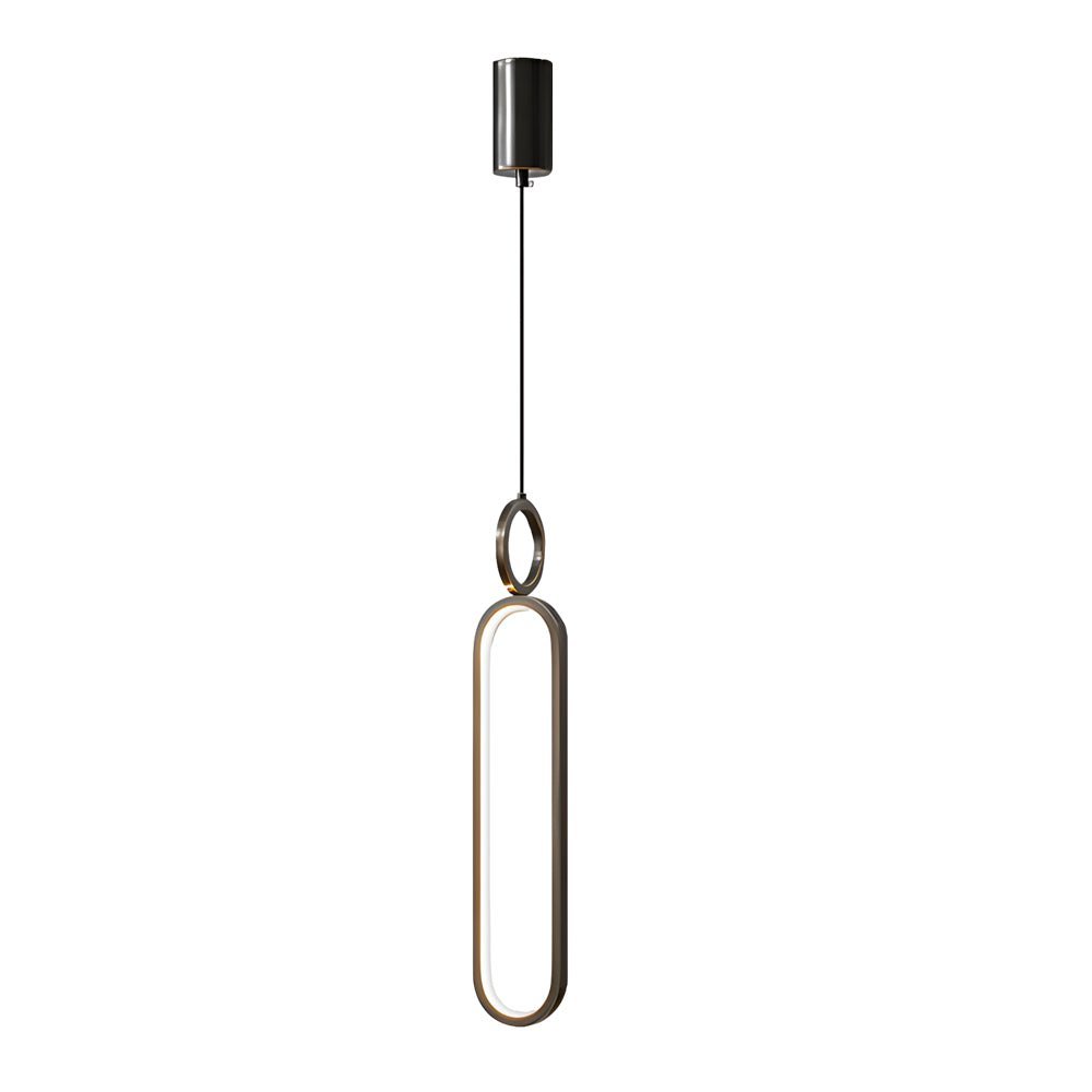Minimalist Long Oval Pendant Light — Copper & Silicone, LED 18W, 3-Step Dimming (3000K/4500K/6000K)