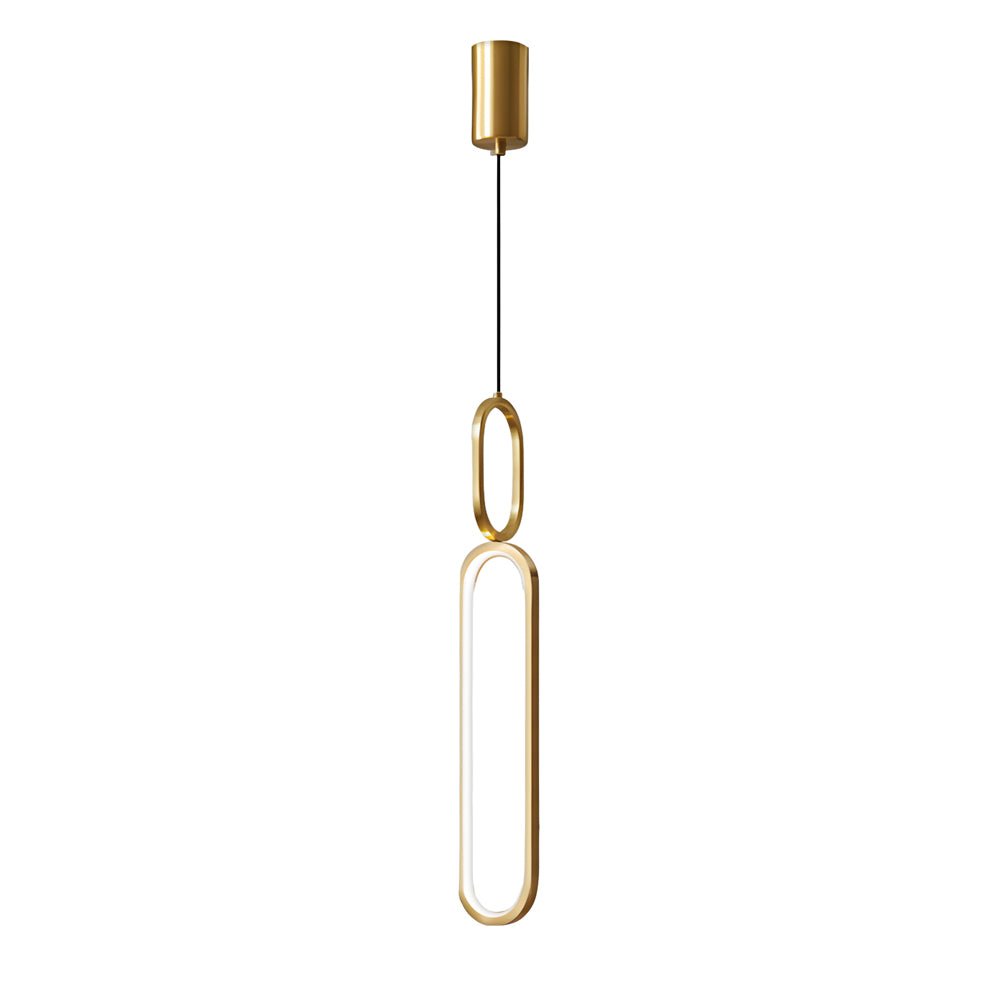 Minimalist Long Oval Pendant Light — Copper & Silicone, LED 18W, 3-Step Dimming (3000K/4500K/6000K)