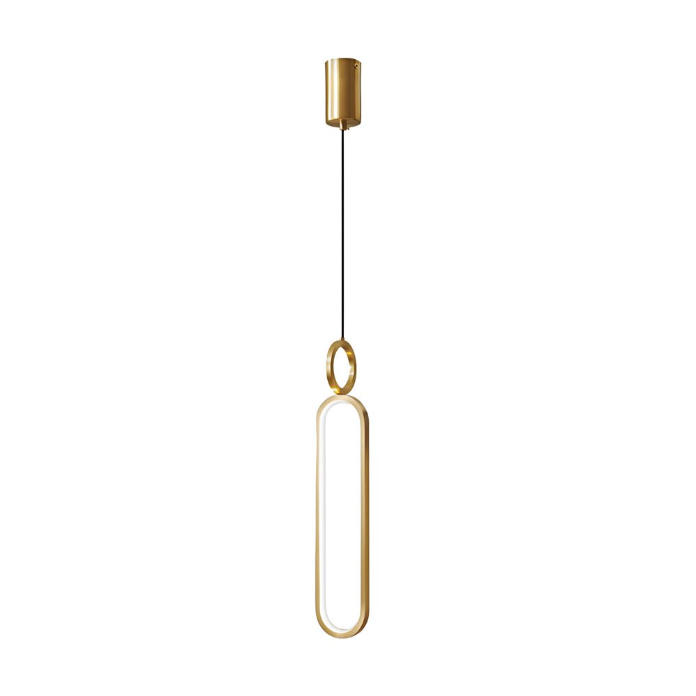 Minimalist Long Oval Pendant Light — Copper & Silicone, LED 18W, 3-Step Dimming (3000K/4500K/6000K)