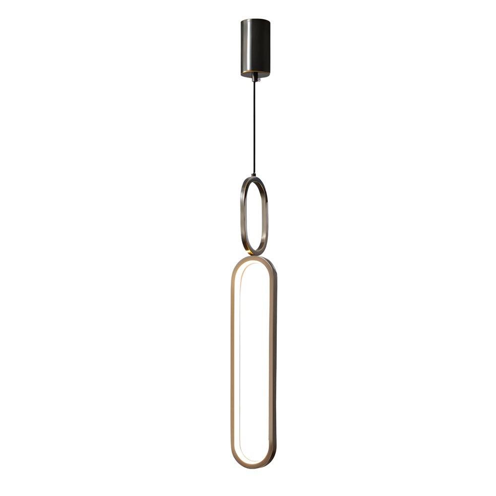Minimalist Long Oval Pendant Light — Copper & Silicone, LED 18W, 3-Step Dimming (3000K/4500K/6000K)