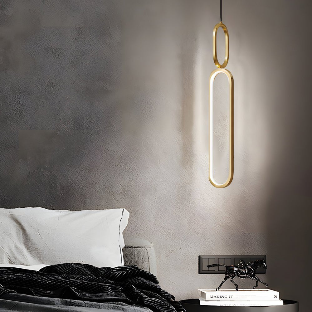 Minimalist Long Oval Pendant Light — Copper & Silicone, LED 18W, 3-Step Dimming (3000K/4500K/6000K)