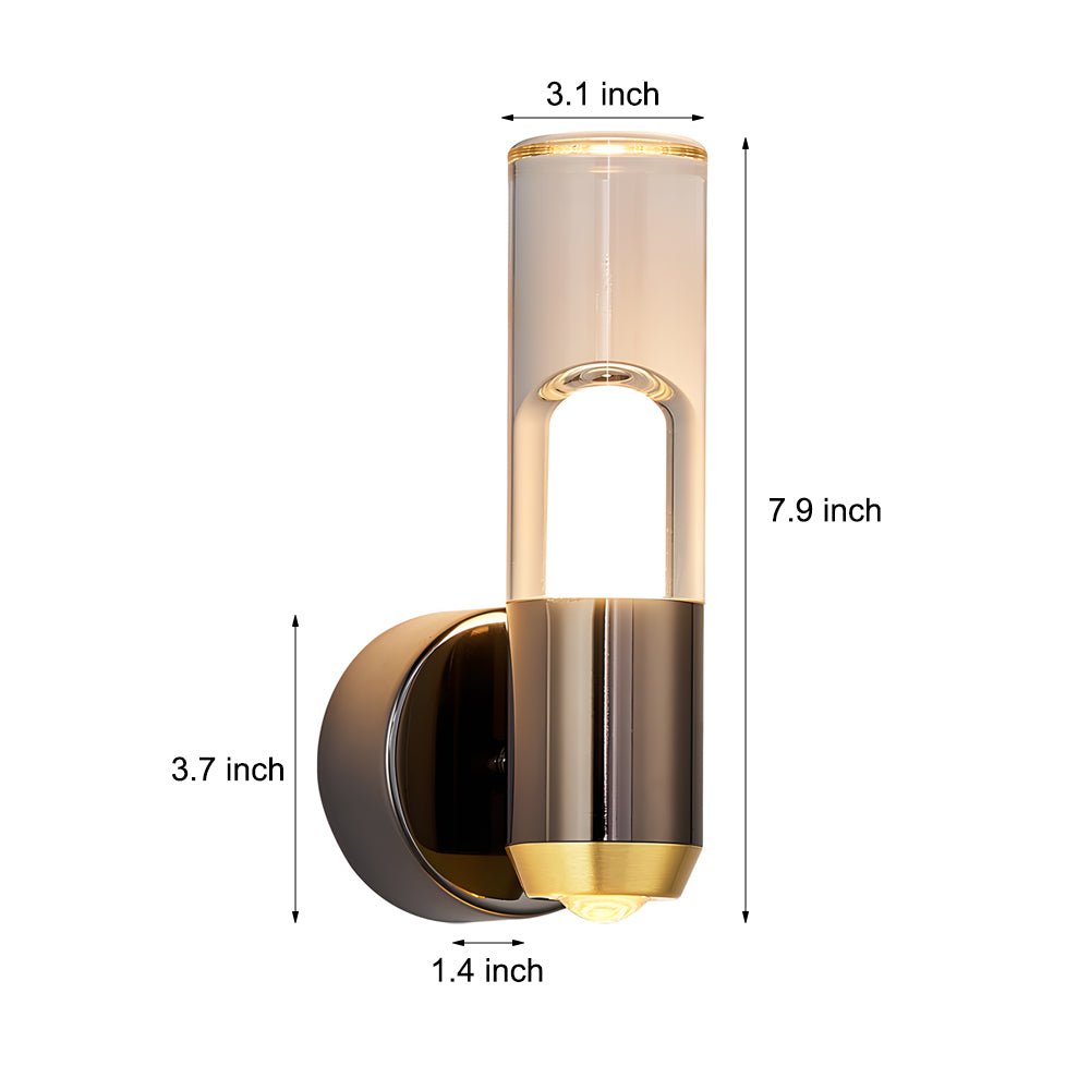 Minimalist Down-Light Wall Sconce — Aluminum & Acrylic, Gold + Black, 6W, 3-Step Dimming (3000K/4500K/6000K)