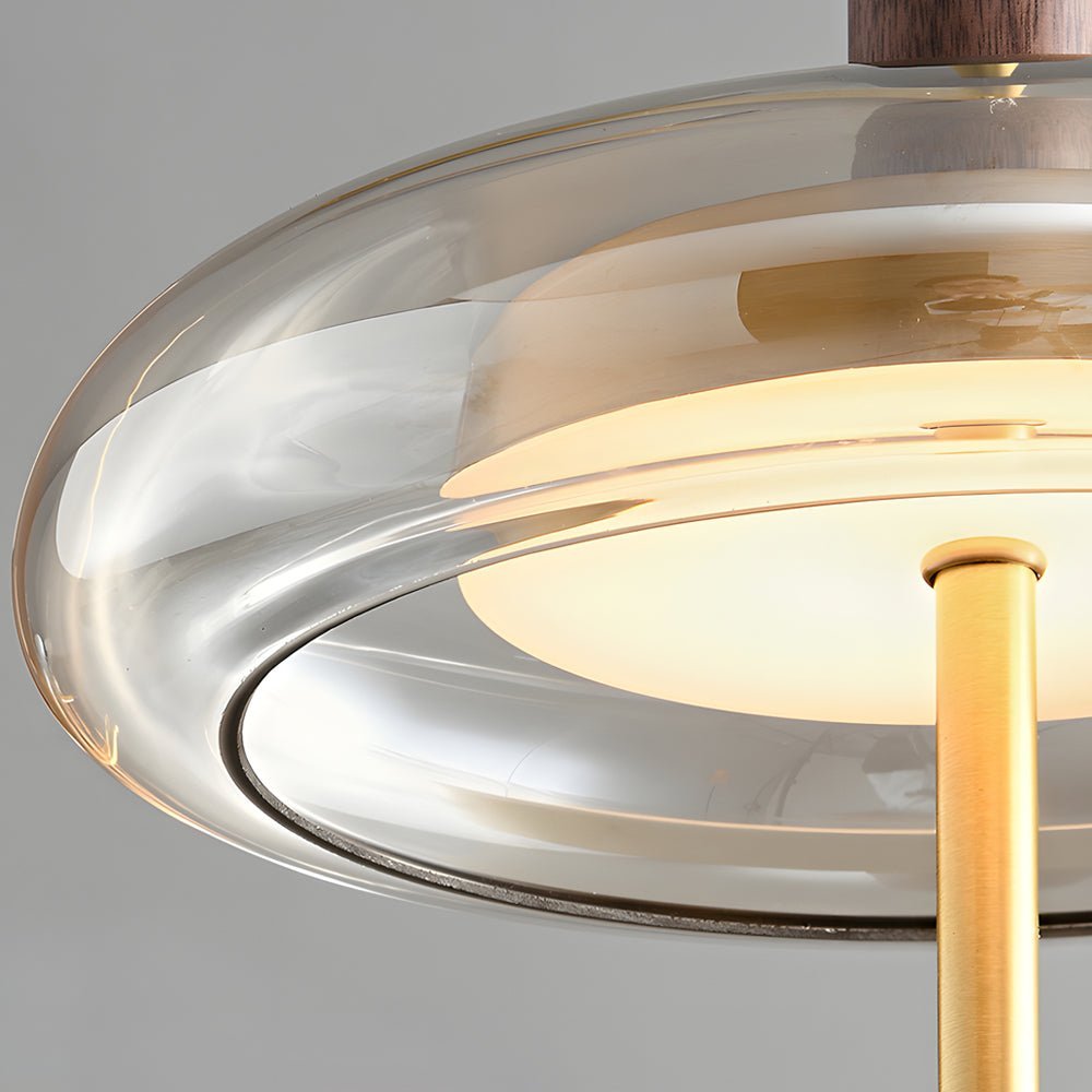 Minimalist Mini Pendant Light — Walnut Wood, Brass & Glass, 12W LED, 3-Step Dimming (3000K/4500K/6000K)