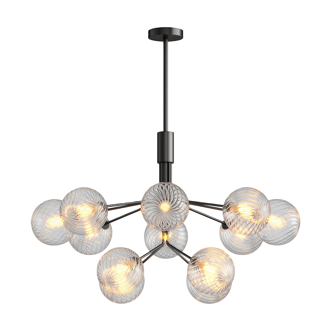 Glass Ball Chandelier — Solid Copper, G9, 9-, 12-, or 18-Light, Copper / Nickel / Black