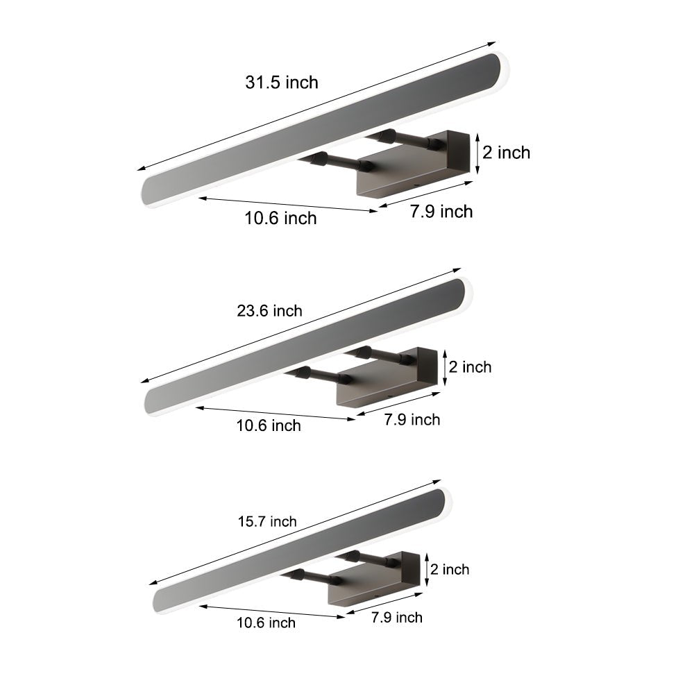 Minimalist LED Bathroom Vanity Light Bar — Matte Black, Acrylic Surround, Three-Step Dimming