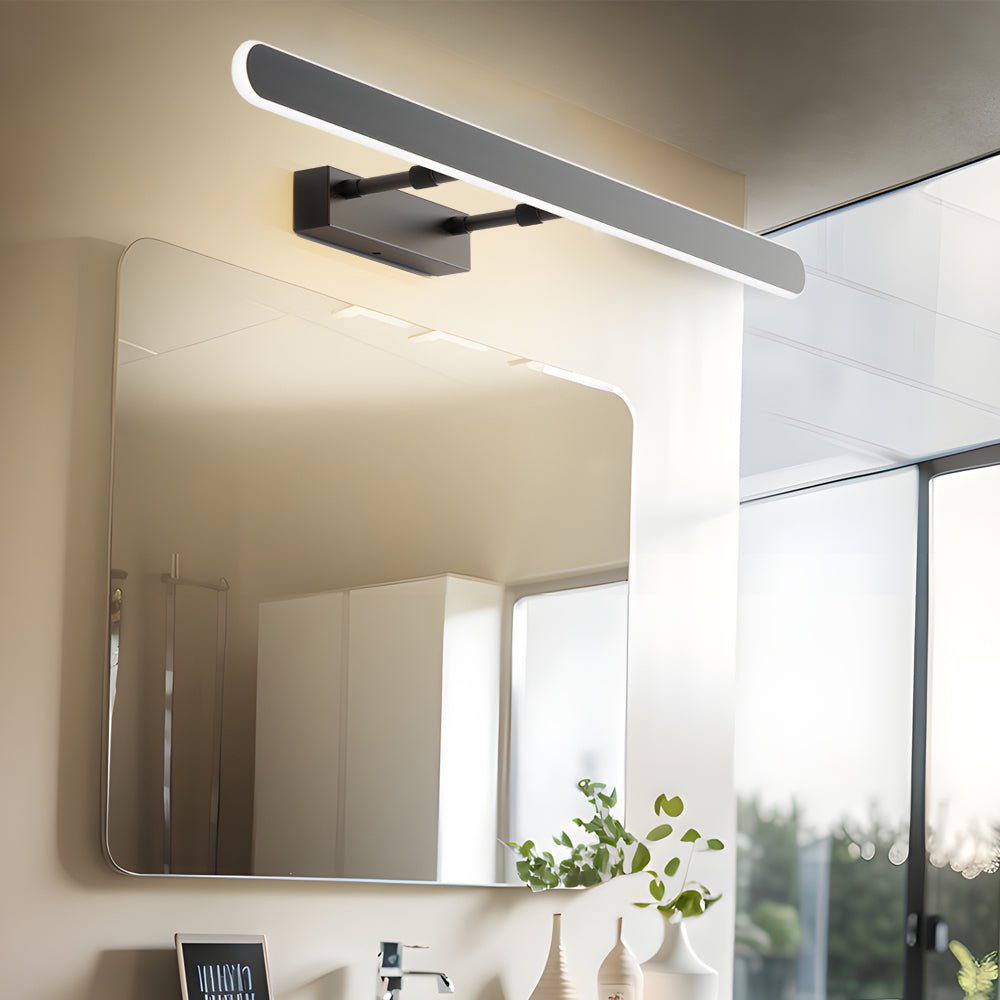 Minimalist LED Bathroom Vanity Light Bar — Matte Black, Acrylic Surround, Three-Step Dimming