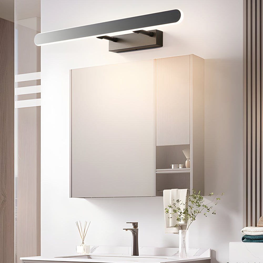 Minimalist LED Bathroom Vanity Light Bar — Matte Black, Acrylic Surround, Three-Step Dimming