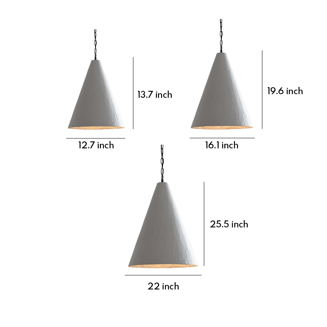 Minimalist Gypsum Pendant Light — White Iron, Adjustable 59.1" Chain, Warm White LED