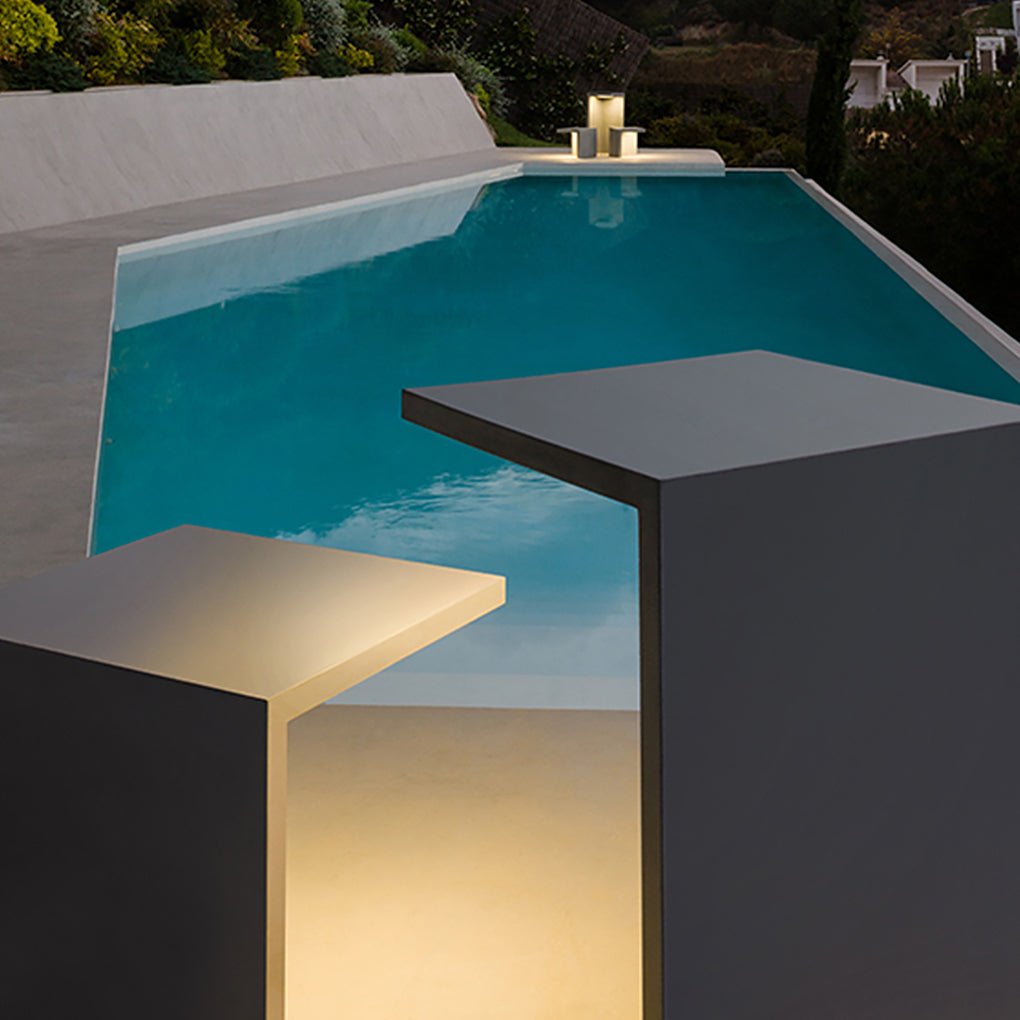 Square Table-and-Stools Outdoor Novelty Light — Stainless Steel & Glass, LED 4.5W, IP65 Weatherproof, Warm White 3000K