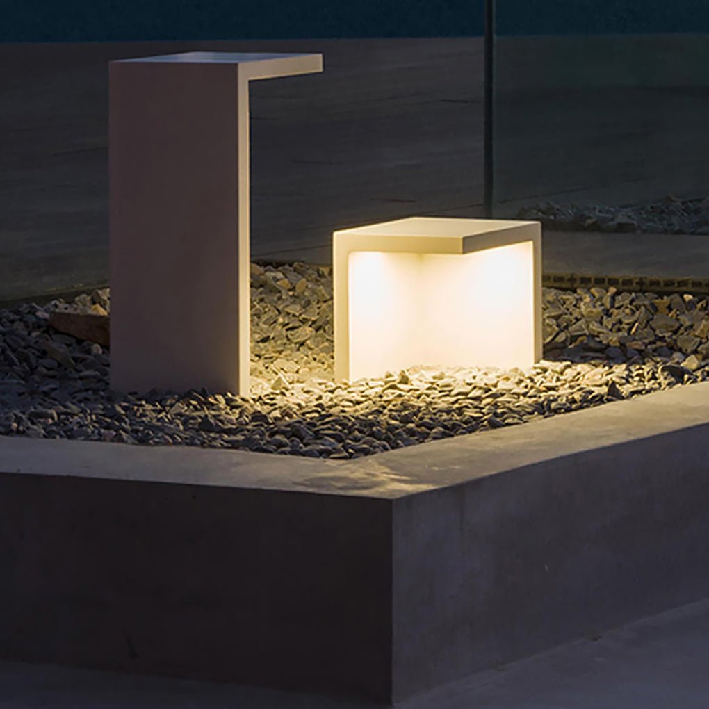 Square Table-and-Stools Outdoor Novelty Light — Stainless Steel & Glass, LED 4.5W, IP65 Weatherproof, Warm White 3000K