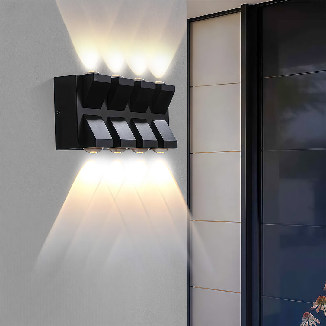 Black Waterproof LED Outdoor Wall Lights - Bidirectional Lamp