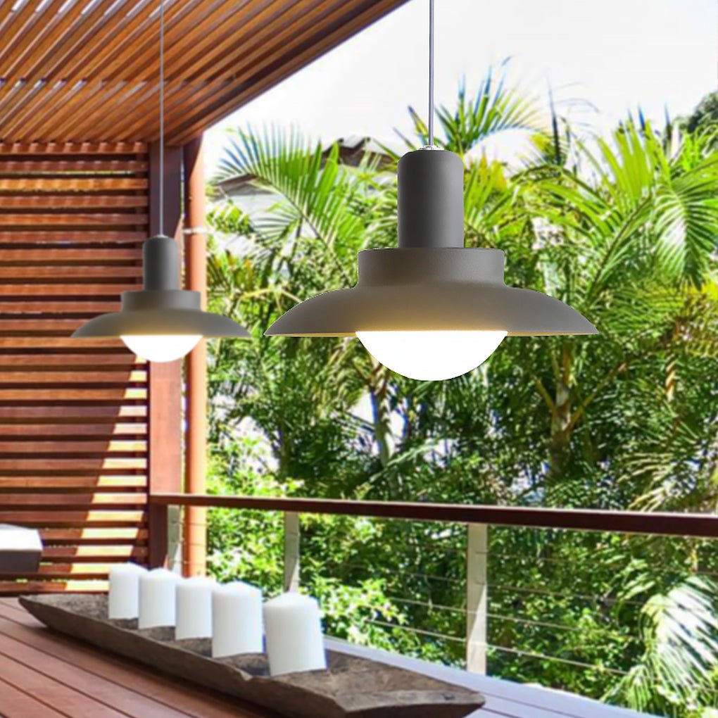 Minimalist Outdoor Pendant Chandelier — Frosted Glass & Hardware, LED, IP54, Flash Gray, Sun Room & Villa