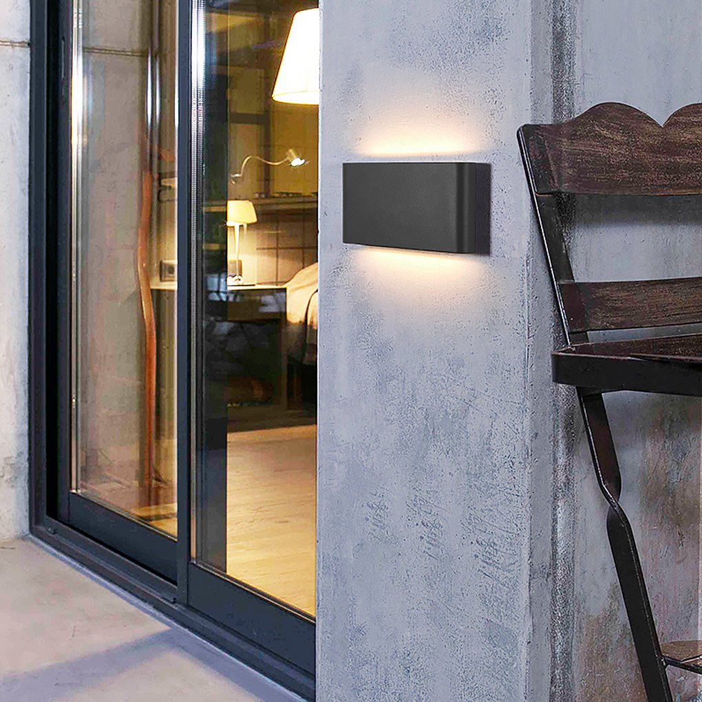 Modern Black 2-Light Low Profile LED Outdoor Wall Light for Porch - Slim Up/Down Design