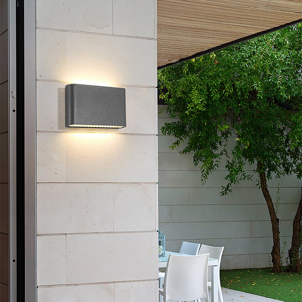 Modern Black 2-Light Low Profile LED Outdoor Wall Light for Porch - Slim Up/Down Design