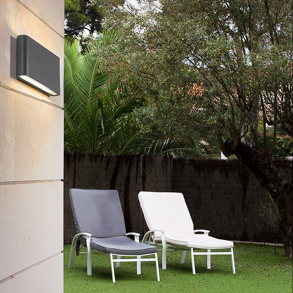 Modern Black 2-Light Low Profile LED Outdoor Wall Light for Porch - Slim Up/Down Design