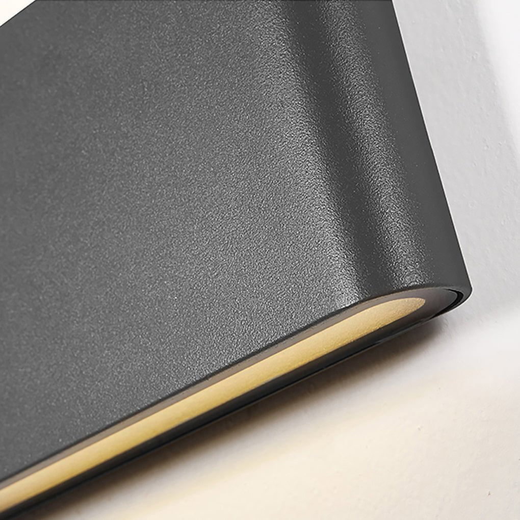 Modern Black 2-Light Low Profile LED Outdoor Wall Light for Porch - Slim Up/Down Design