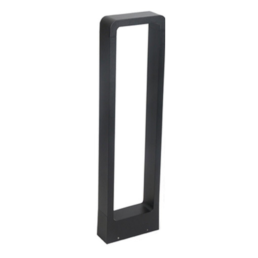 Rectangular Minimalist Bollard Path Light — Black Aluminum and Glass, COB LED, 3000K Warm White, Weatherproof