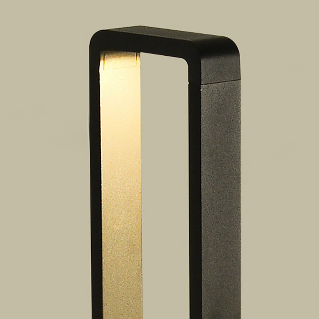 Rectangular Minimalist Bollard Path Light — Black Aluminum and Glass, COB LED, 3000K Warm White, Weatherproof
