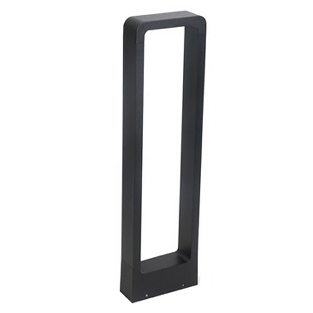 Rectangular Minimalist Bollard Path Light — Black Aluminum and Glass, COB LED, 3000K Warm White, Weatherproof