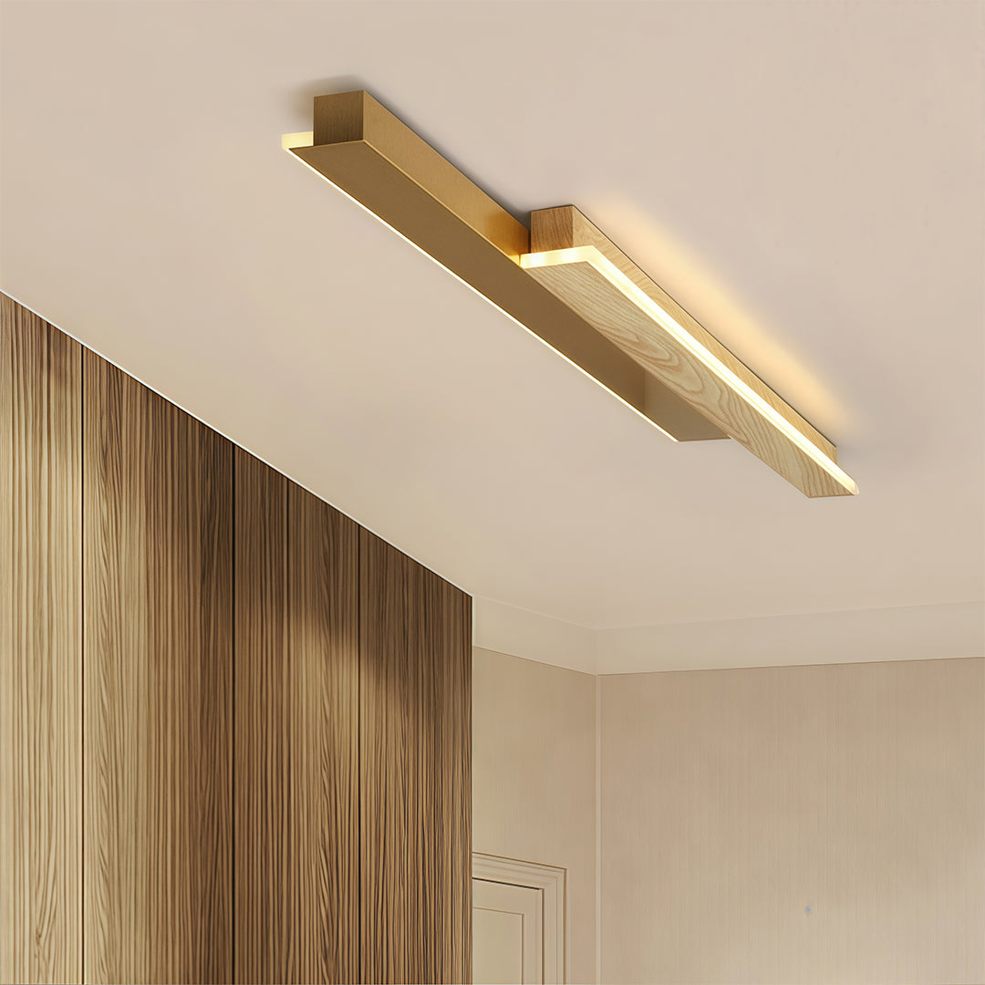 Minimalist Linear LED Wall Sconce — Gold Iron, White Acrylic, 3 Sizes, Dimmable